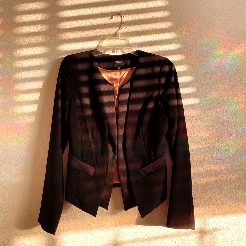 Tuxedo jacket top satin trim